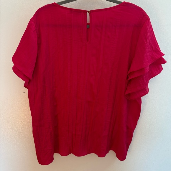 NWOT Vince Camuto Hot Pink Ruffle Sleeve Blouse XL - Picture 5 of 5